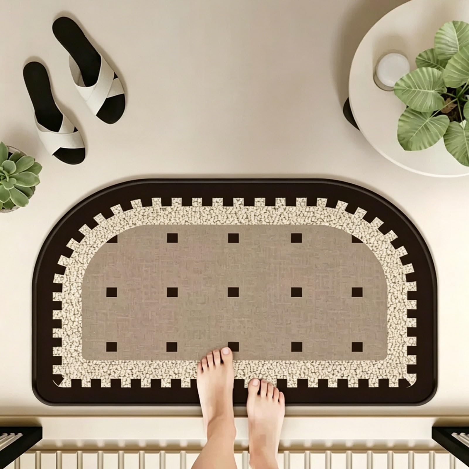 Tappeto Antiscivolo di Piccole Dimensioni in Terra diatomacea, Tappetino Assorbente per Bagno ad Asciugatura Rapida per Comodino, Cucina, Ingresso e Bagno (40x60 cm)