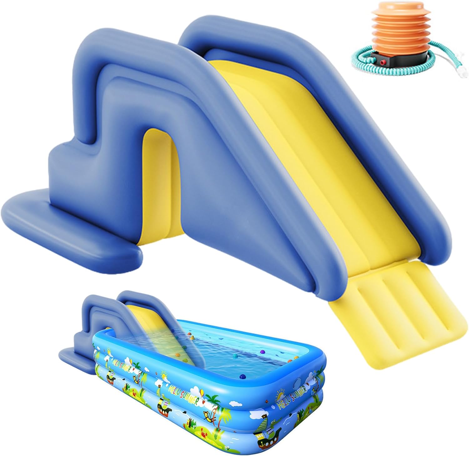 Inflatable Pool Slide, 78.7x33.5x31.5 Inch PVC Swimming Pool Slide, Wide Water-Fillable for Outdoor, Indoor, Backyard, Blue - Image 1 of 8