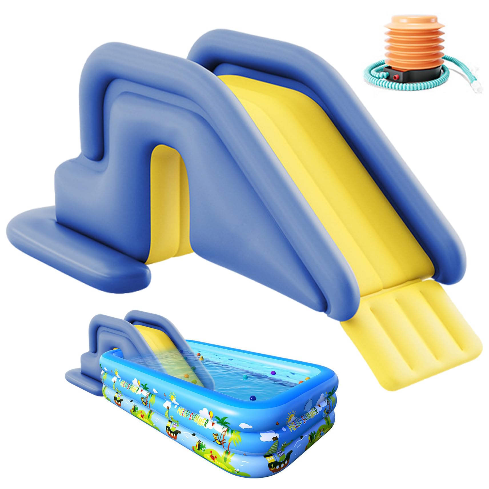 Inflatable Pool Slide, 78.7x33.5x31.5 Inch PVC Swimming Pool Slide, Wide Water-Fillable for Outdoor, Indoor, Backyard, Blue