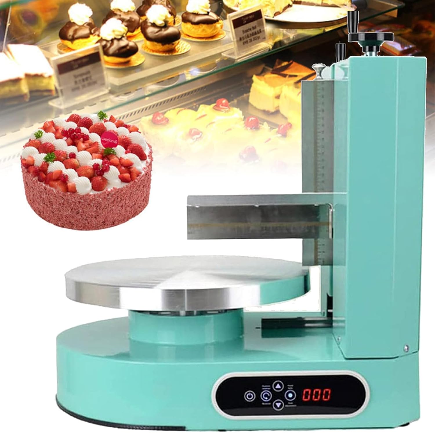 Birthday Cake Baking Tools Bakery Equipment Birthday Cake Automatic Decorating Cream Depositor Smoother Frosting Coating Icing Spreading Machine,Green