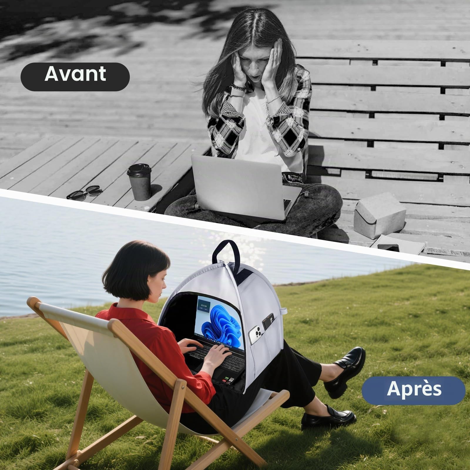 HoYiXi Universel Pare-Soleil pour Ordinateur Portable et Protection de la Vie privée Pliable pour,for Macbook/HP/Dell/Acer Les travaux de Plein air Peuvent être pliés Laptop Sun Shade,(patents) Gray