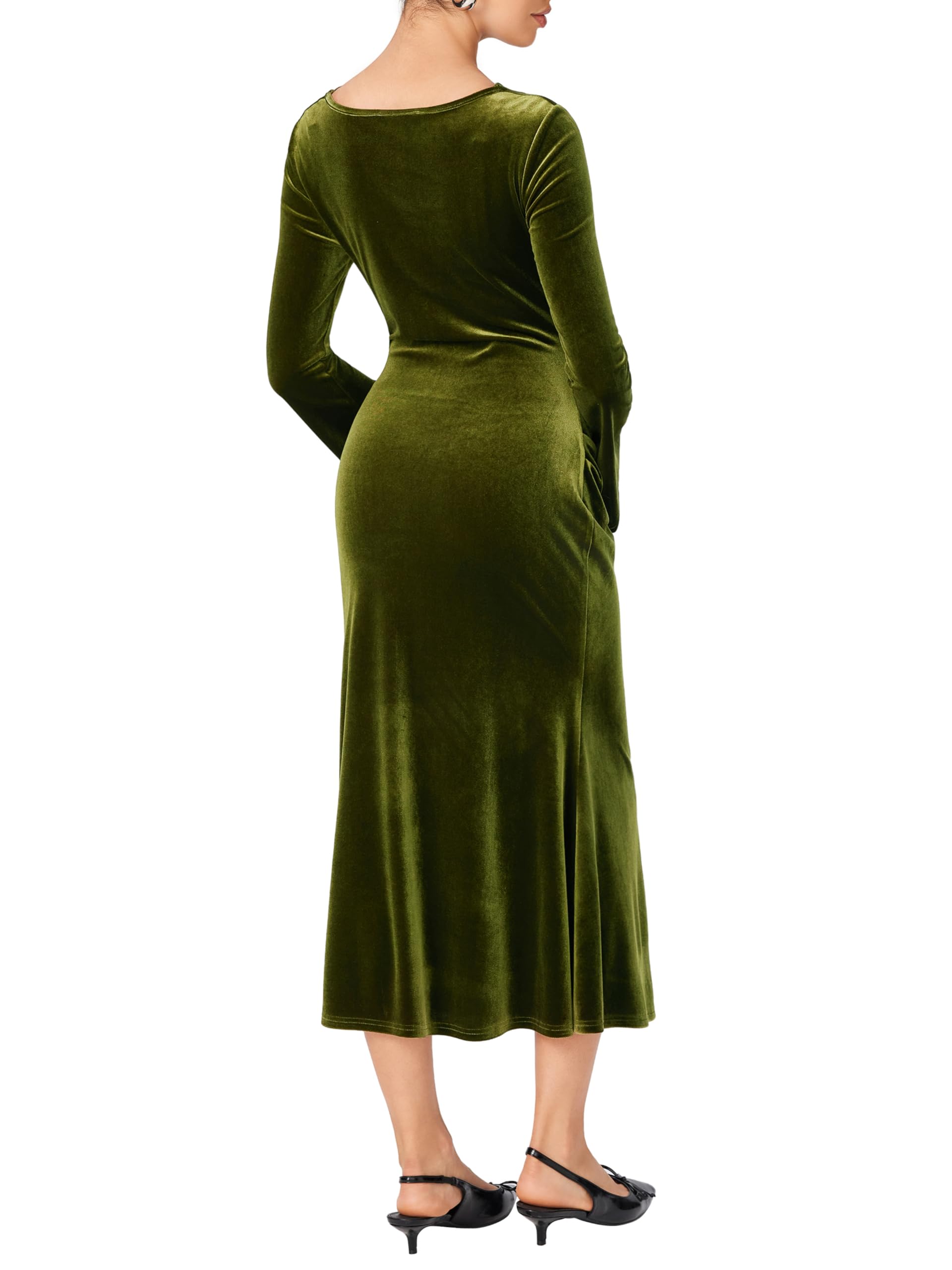 CIDER Samtkleid, Herbst, Hochzeit, Gästekleider für Damen, lange Glockenärmel, Wasserfallkragen, Midi-Cocktailkleid, formelles Kleid, trendig