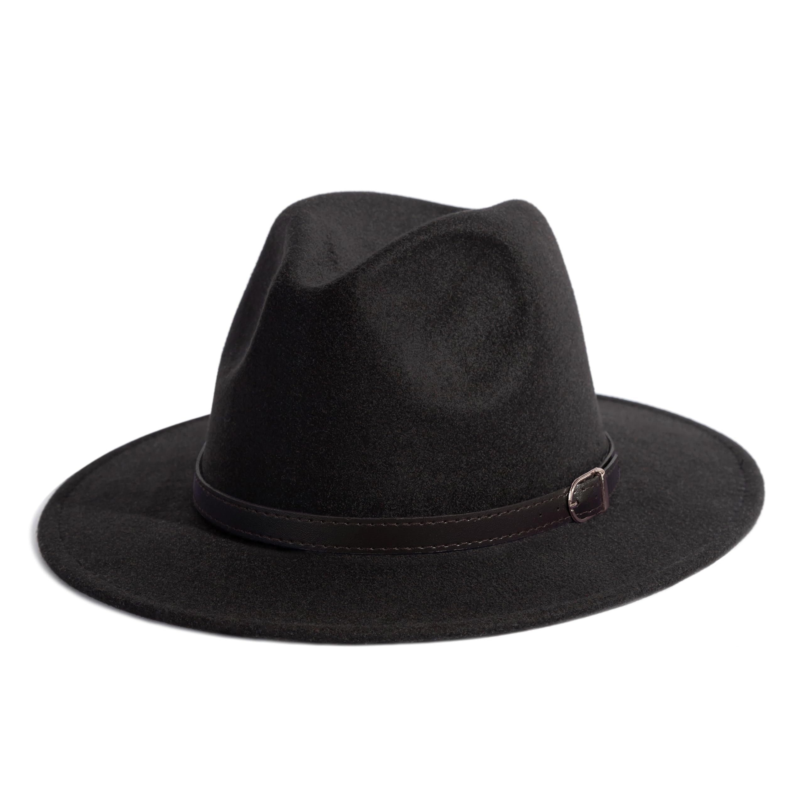 Gossifan Men & Women Panama Hat Classic Wide Brim Fedora Hat with Belt Buckle