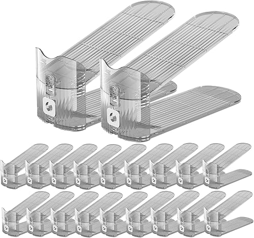 Miniatura 12 de CiBiZi Organizadores Transparentes de Ranuras para Zapatos Paquete de 12 Organizador Apilador de Zapatos para Closet Apiladores de Zapatos para un