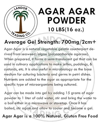 Polvo de agar agar 10 libras - Fuerza media del gel
