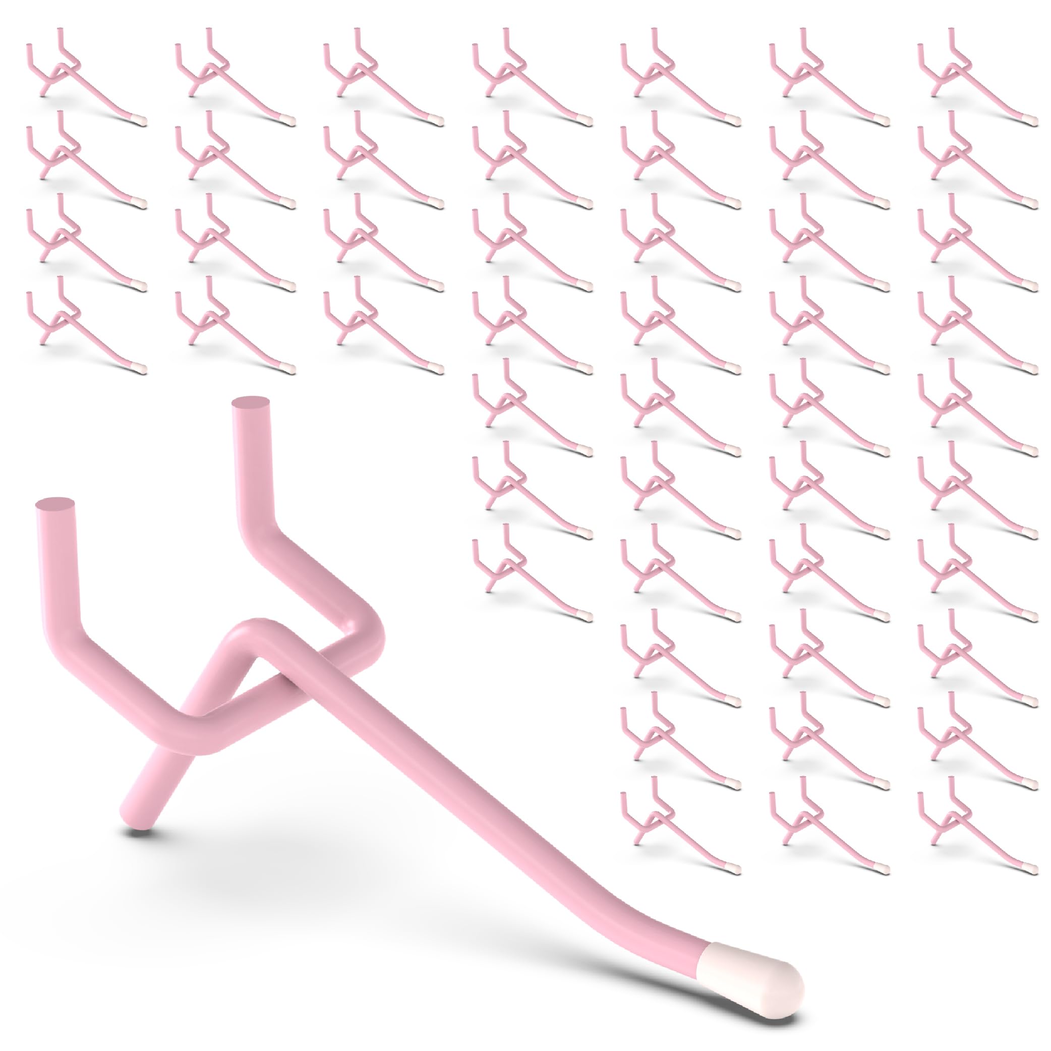 50-Pack Pink Pegboard Hooks 2 Inch - Fits 1/8 and 1/4 Inch Boards