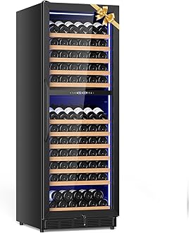 - Velieta 24 Inch Dual Zone Wine Cooler Refrigerator, Large Capacity Freestanding/Built-in Upgraded Professional Wine Fridge with Powerful Compressor, Advanced Cooling System, Quiet Operation, Black