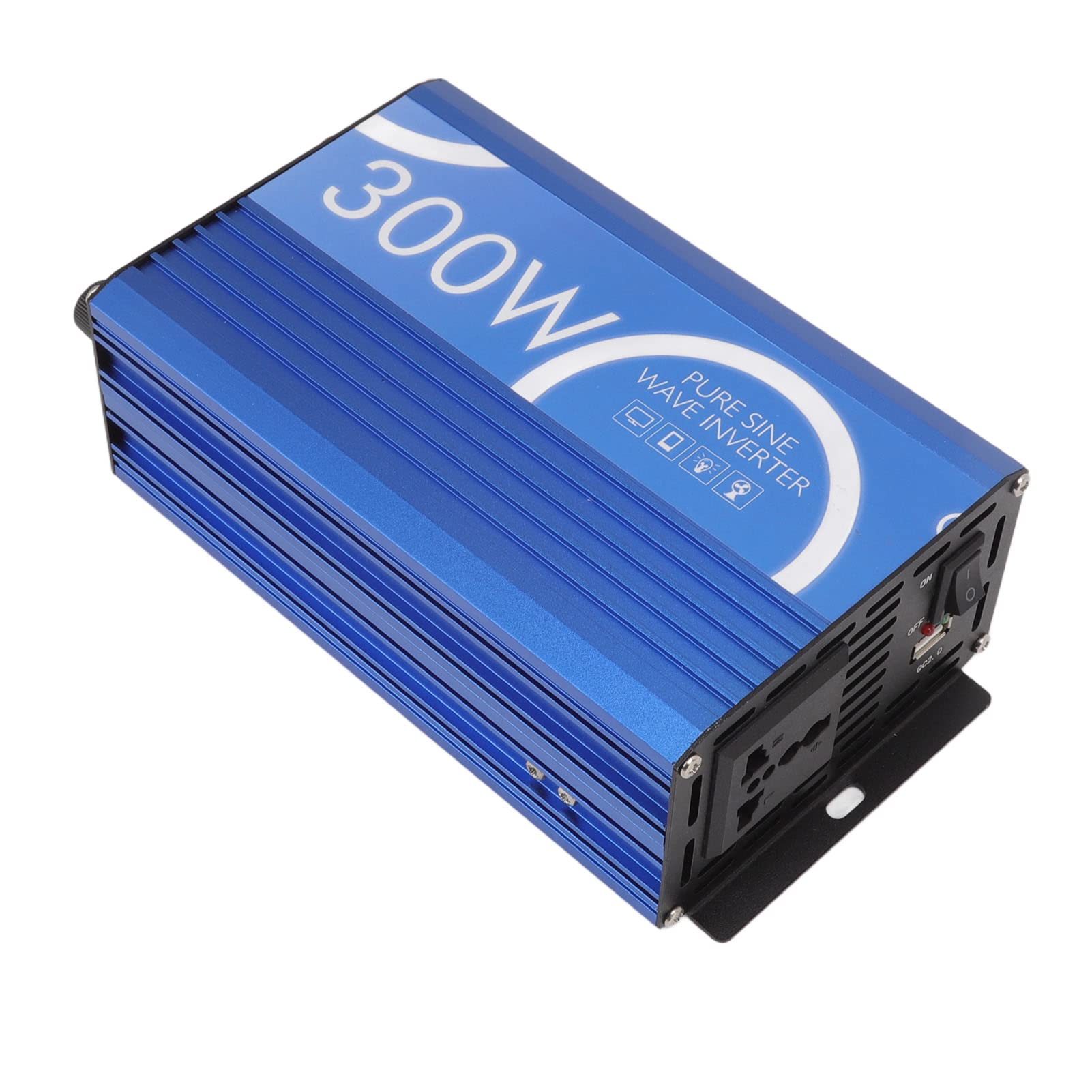Inverter di Potenza a Onda Sinusoidale Pura da 300 W Controllo Intelligente Durevole per Elettrodomestici Veicoli Alluminio 8,9x4,6x2,8 Pollici