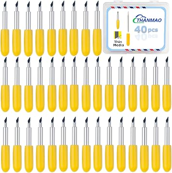 30 Degree Blades for Cricut Explore Air 2 Air Maker Expression Vinyl Fabric Deep Cut Blades for Film, Rice Paper, Fabric, Thin Cardboard, Leather, 40 Count