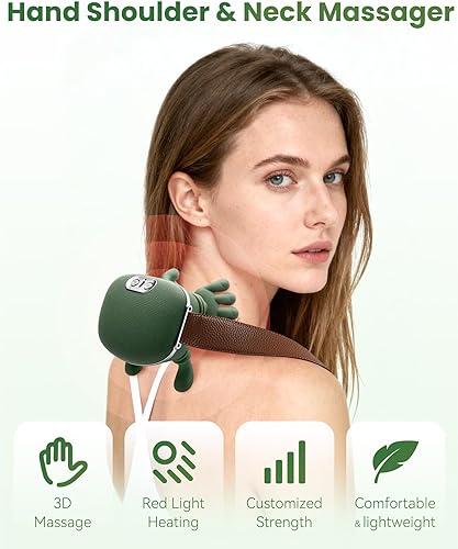 Miniatura 2 de Masajeador de cuello y espalda, masajeador de cuello oficial 4D 2.0 con calor, alambre con 2 niveles de temperatura y 3 velocidades para aliviar el