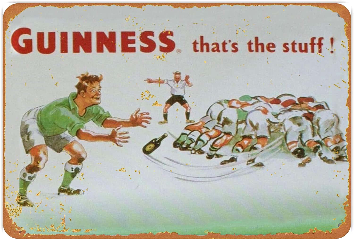 Buywell Tin Sign-10 Geuuki Creative Funny Novelty Metal Tin Sign Guinness Irish Rugby Retro Wall Decor Garden Man Cave Cafes Office Store Pubs Club Metal Aluminum Sign Gift 8 X 12 Inch