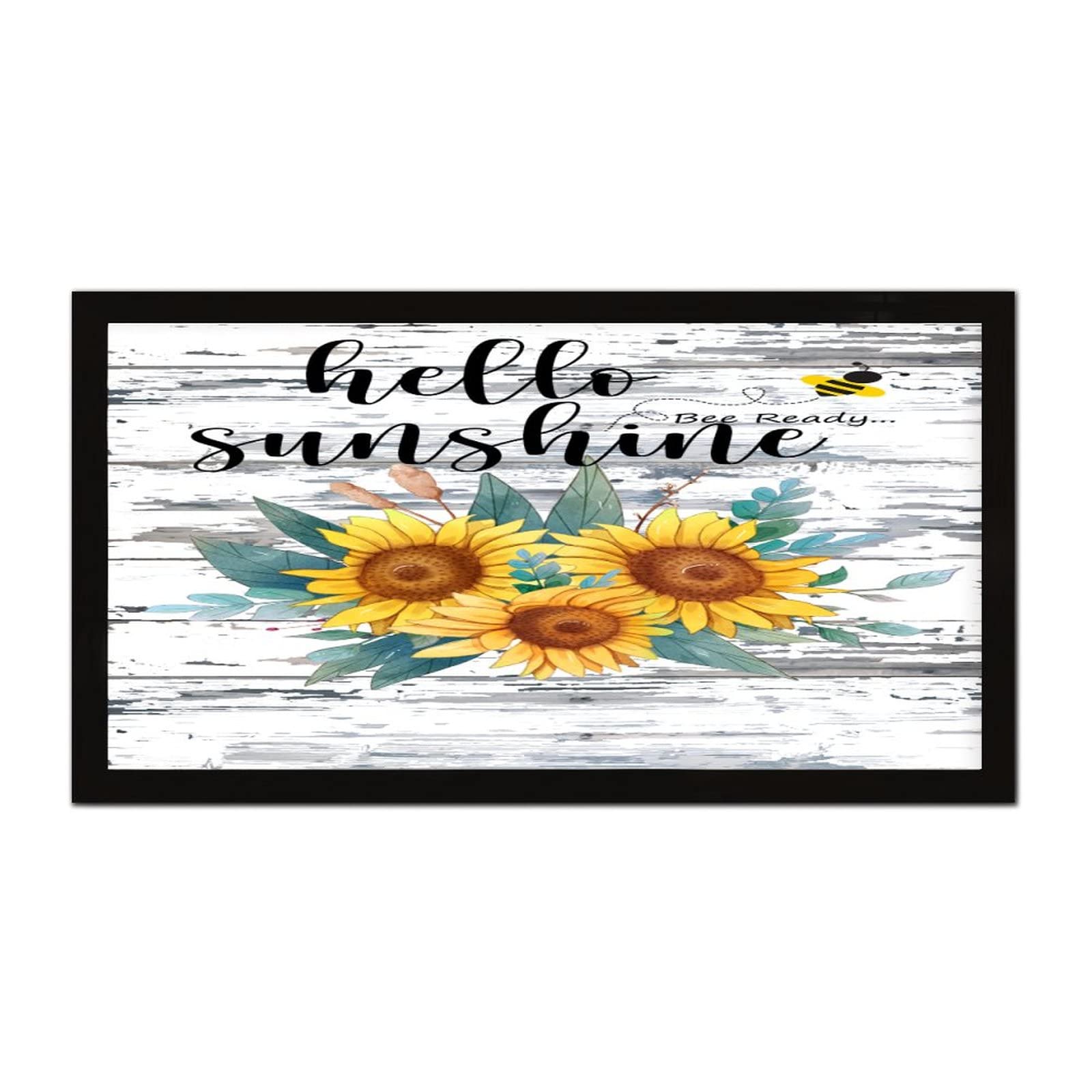 NA wisząca oprawiona sztuka ścienna dekoracyjna drewniana tabliczka ścienna 'Hello' słońce słonecznik kraj sztuka ścienna drewniana tablica znak 30 x 55 cm drewniane wiszące znaki dekoracja domu do