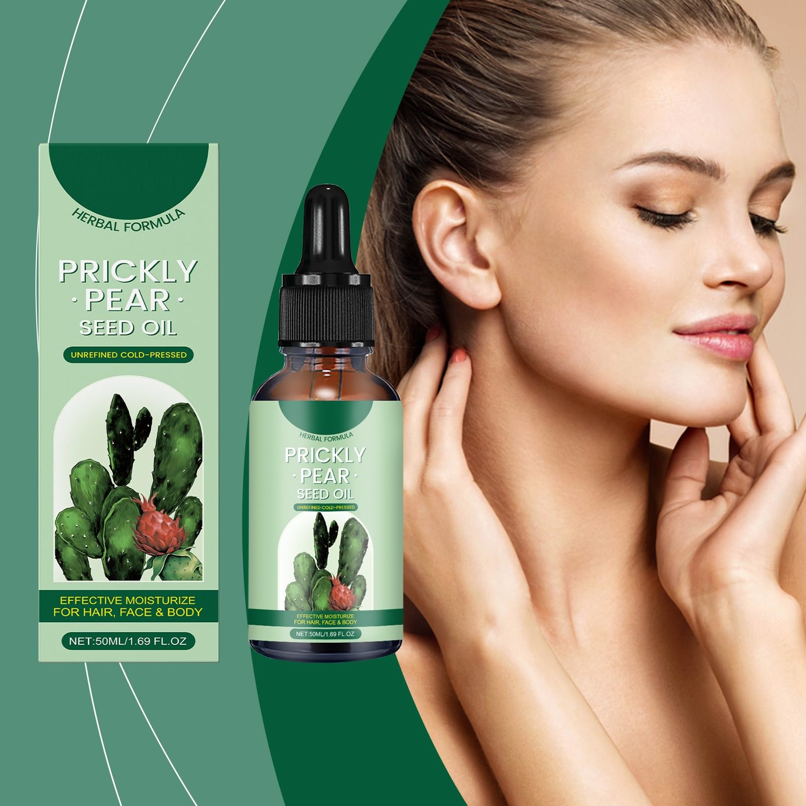Olio di semi di fico di cactus, multiuso, per la cura della pelle secca, 100% naturale, biologico, per viso, pelle, capelli, unghie, pelle secca, crema idratante per il corpo (10 pezzi)