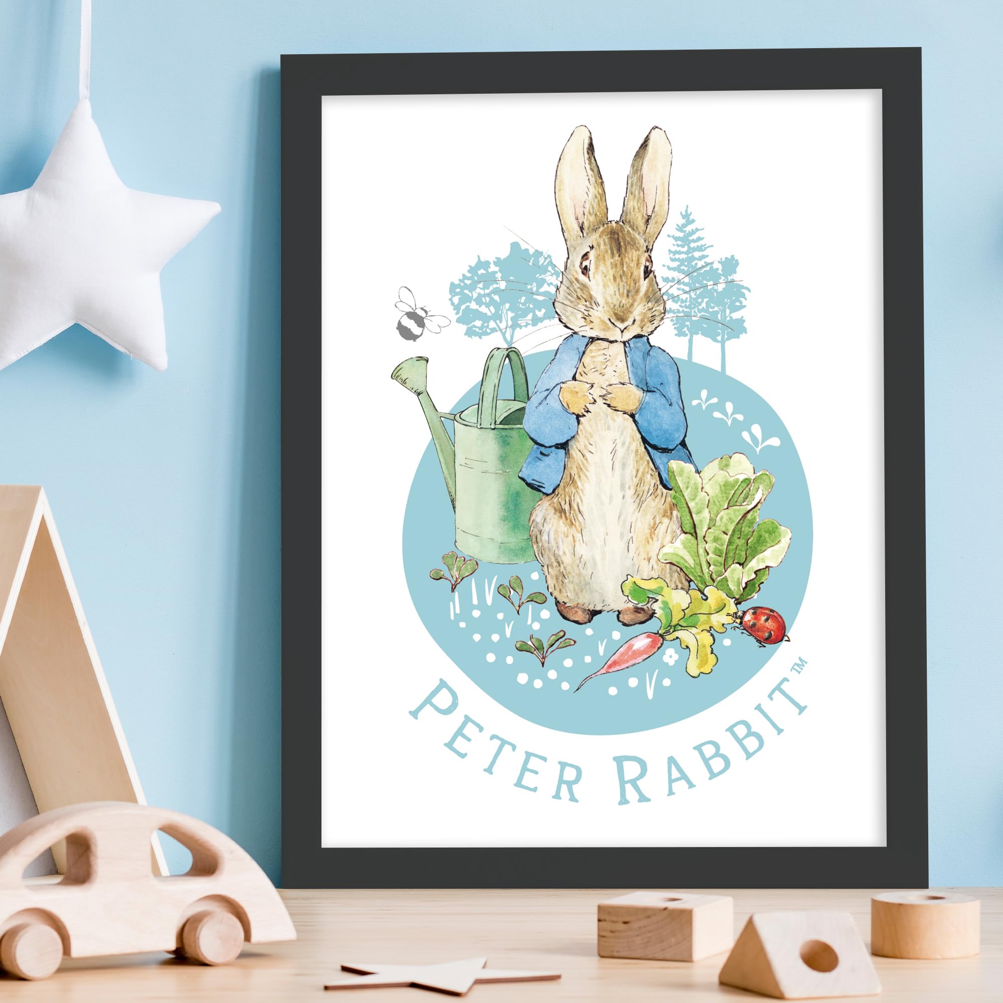 Themed Peter Rabbit Print - Peter Garden Circle Nursery Wall Art (A3-29.7cm x 42cm)