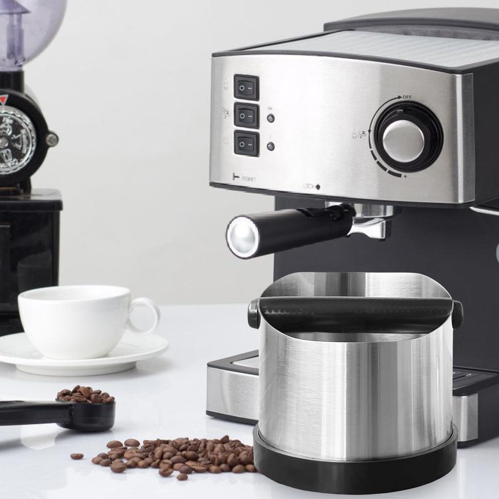 Recipiente para tamiz portafiltros, caja de acero inoxidable, recipiente para posos de café, portafiltros para posos de café, recipiente para portafiltros, accesorios para máquina portafiltros (700 ml