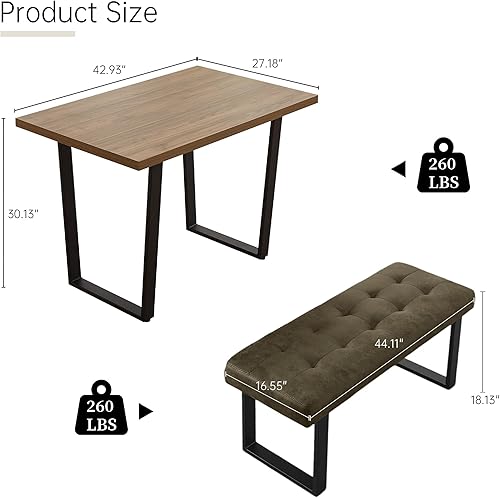 Miniatura 2 de Juego de mesa de comedor de esquina de 3 piezas con banco, rincón de desayuno de 70 pulgadas que ahorra espacio para cocina y comedor (mesa de nogal
