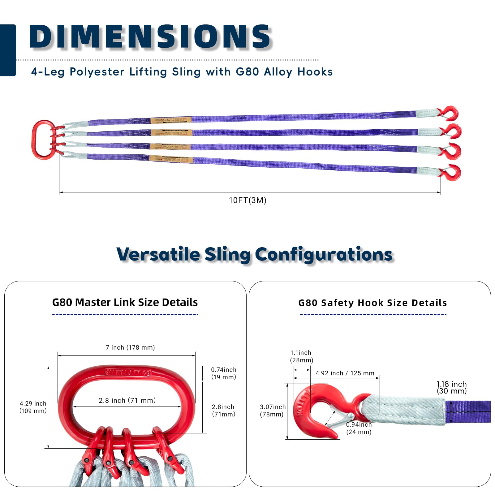 10ft Web Sling - 8800 lb Lifting Capacity -3