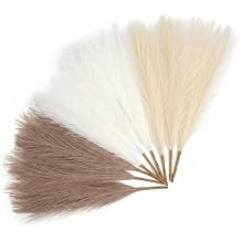 cnomg Faux Pampas Grass 9 Bunches 45 Stems 17.3 Inch Pampas Grass Decor 3 Colors Mixed Fluffy Plumes with 5 Branches Each for Vase Filler Boho Wedding Home Decoration