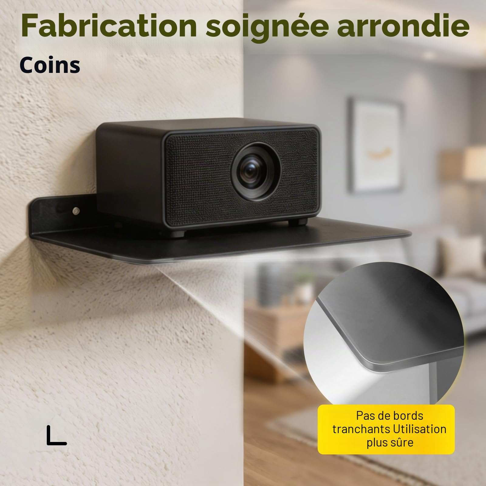 Projecteur Support Etagere Murale 31 x 23.5 x 5.5cm,Etagere Murale sans Percage,Routeur Tablette Murale avec Trou de Gestion des Câbles,pour Décodeurs TV,Enceinte Intelligente,Lecteur DVD