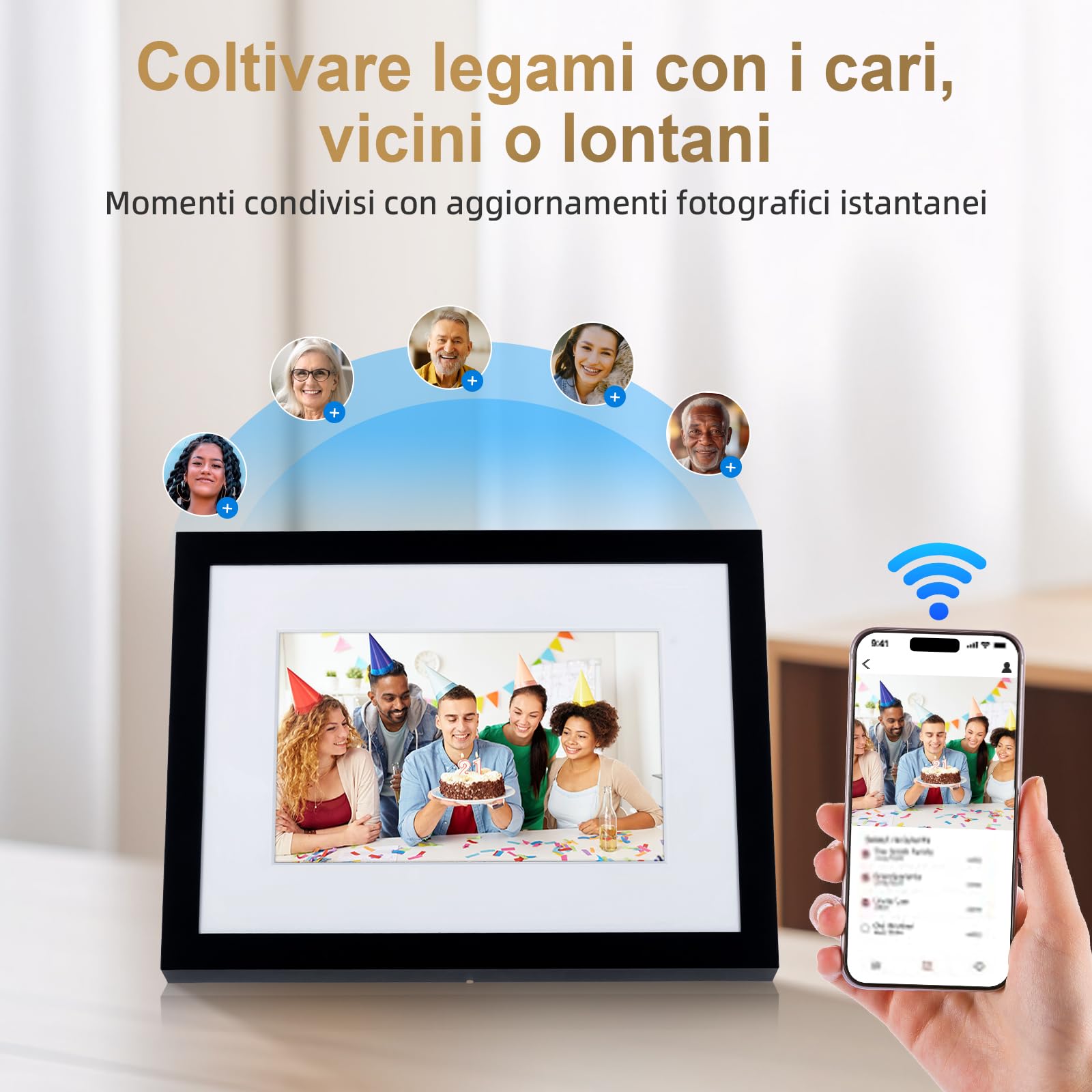 Cornice Digitale, Rollei Smart Frame WiFi 110 10,1 Pollici Frameo Portafoto Digitale 32GB IPS Touchscreen 1280x800 Condivisione di Foto e Video Cornice Nera Cornice-Foto-Portafoto-Cornici-Digitali