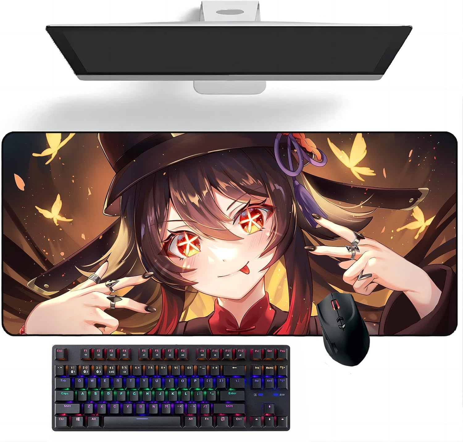 Anime Mouse pad Hu Tao Anime Desk Mat Keyboard Mat Large Mouse Pads Rubber Mouse Mats
