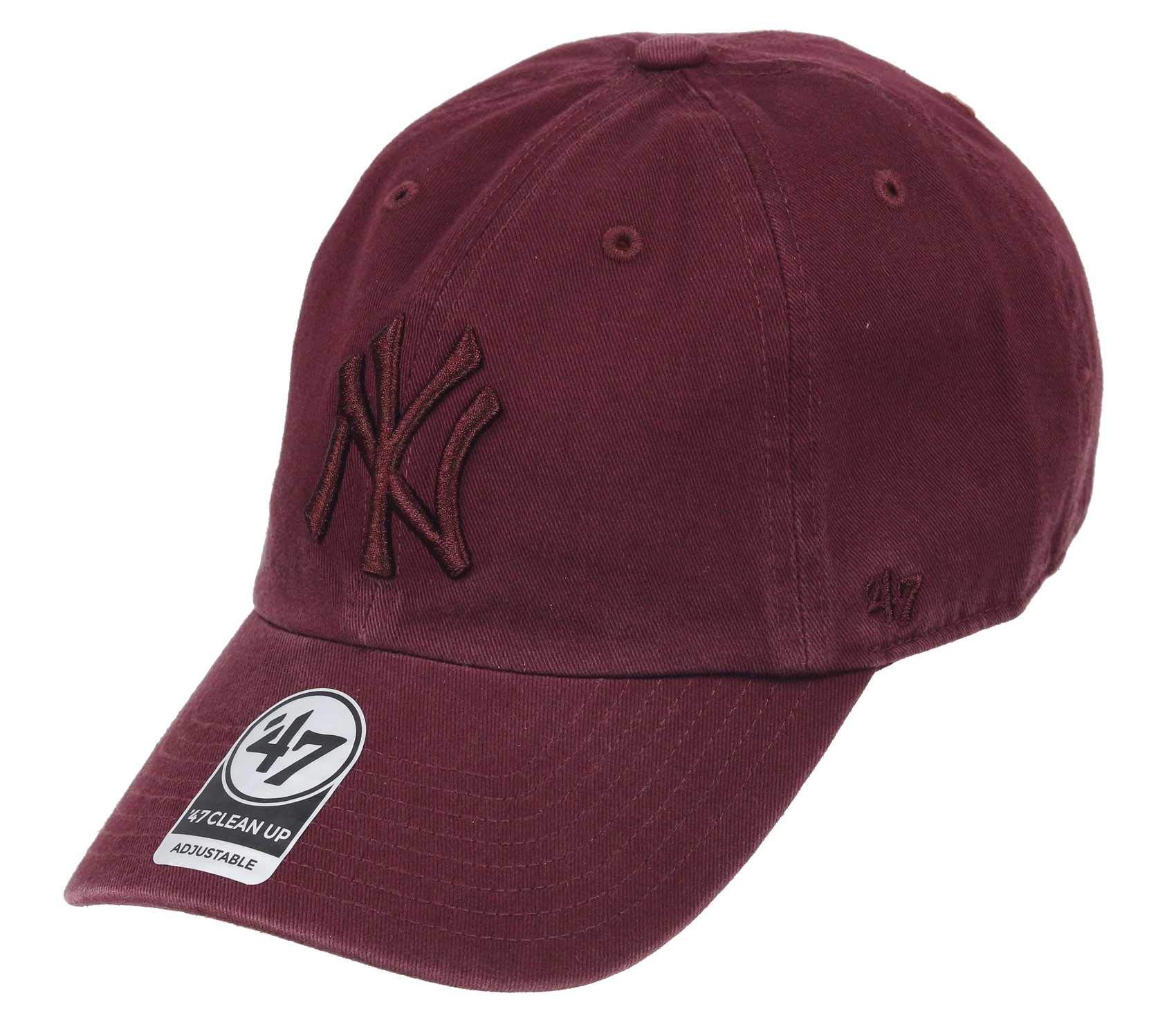 Women's Red 47 New York Yankees Adjustable Cap Clean Up Tonal Mlb Dark Maroon, One Size