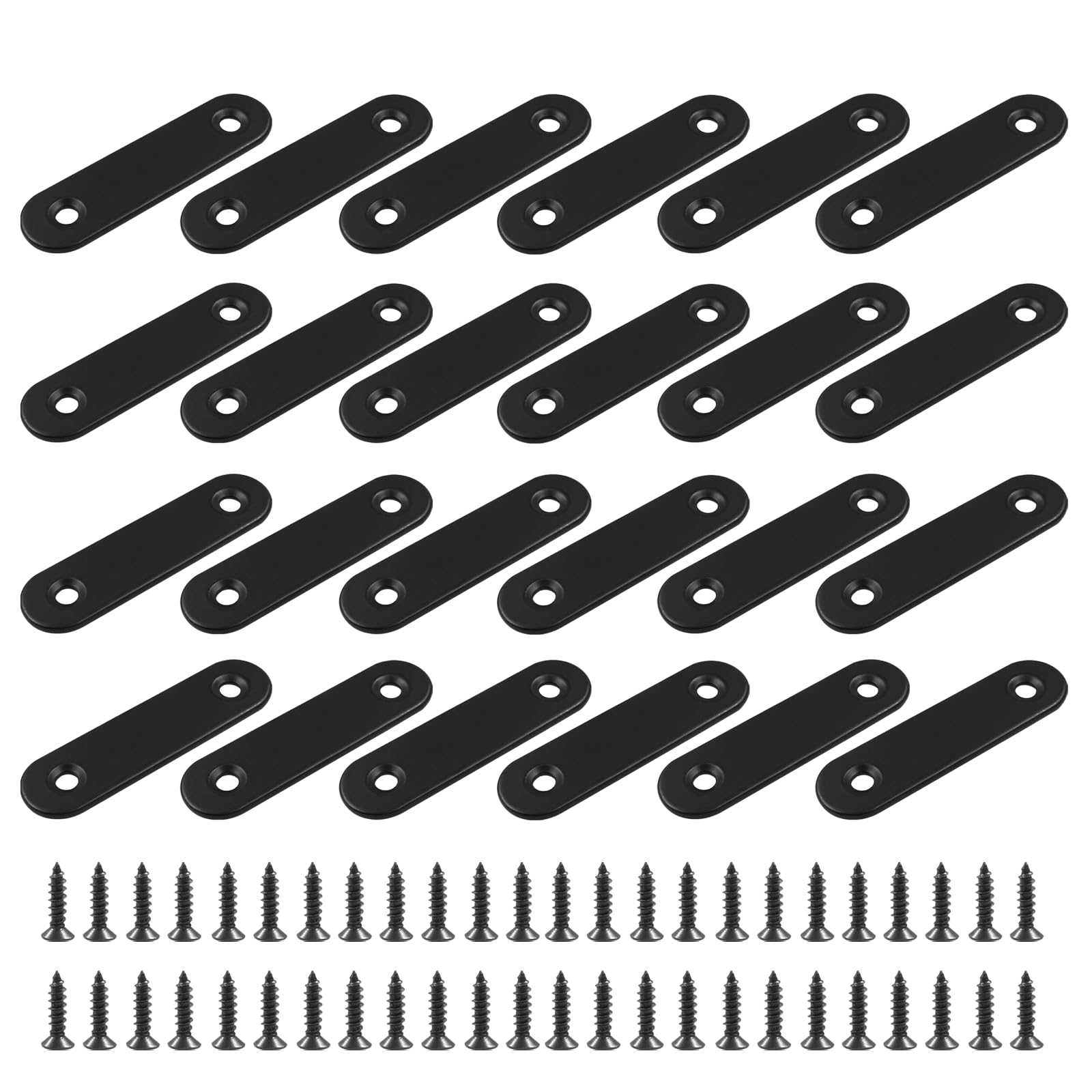 Hordion 24-Pack 2" Stainless Steel Straight Brackets – Flat Mending Plates With Screws For Cabinet, Furniture, And Joining Repairs