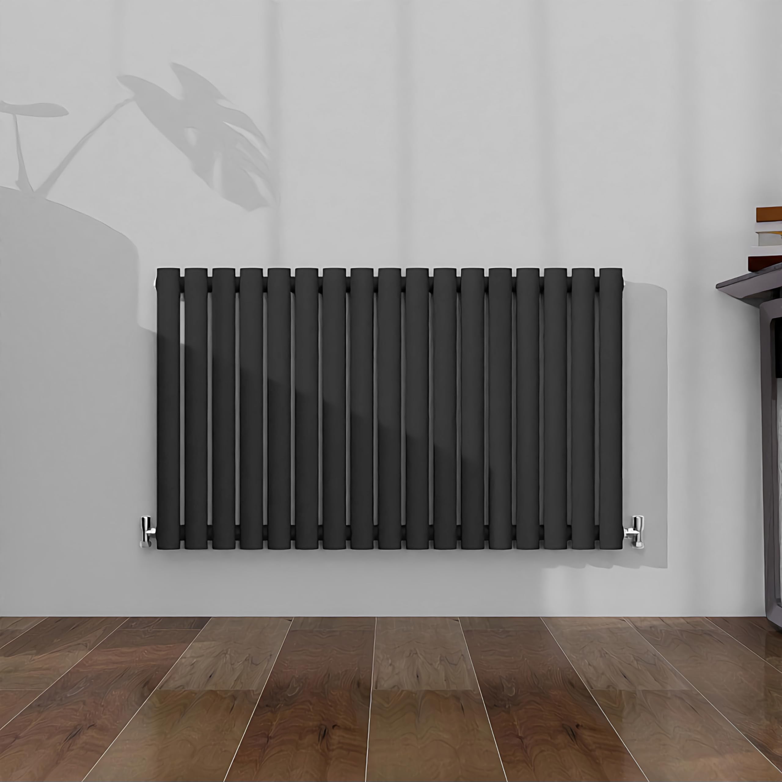 SLINE SANITARY Horizontal Oval Column Rradiator Bathroom Central Heating Anthracite 600×1003mm Single Panel Radiator