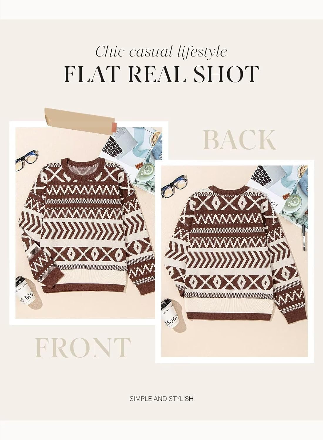 Dokotoo Women's Long Sleeve Crewneck Sweater 2026 Pullover Knit Tops Cozy Sweaters for Women Fall Clothes - Image 4