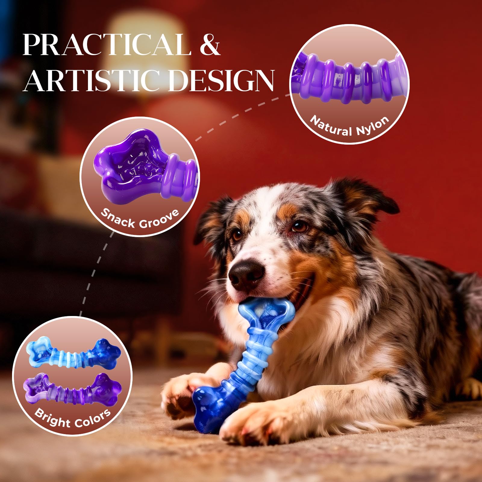 Durable Dog Chew Toy for Aggressive Chewers,Indestructible Dog Toy,Dog chew Toys,Tough Nylon Toy for Large Dogs,Helps Reduce Boredom and Supports Dental Hygiene