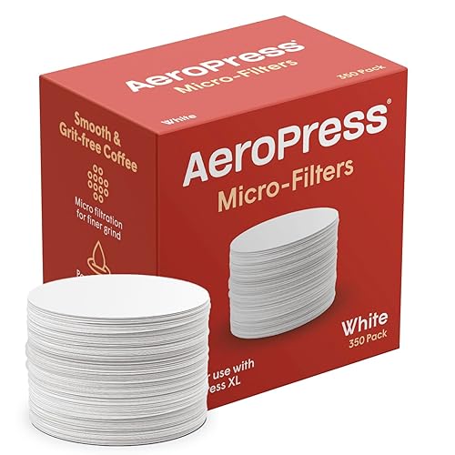 AeroPress Coffee Maker White Paper Micro-Filters, Compostable Coffee Filters Made From White, Chlorine-Free Paper, Fits Standard Size AeroPress Manual Coffee Makers, 350 Count