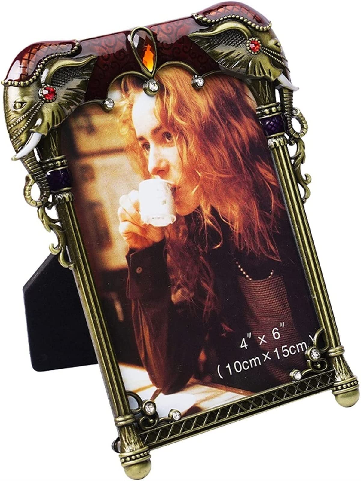 Metal Picture Frame, Photo Frame 4x6 Retro Metal with Diamonds HD Glass Horizontal Vertical