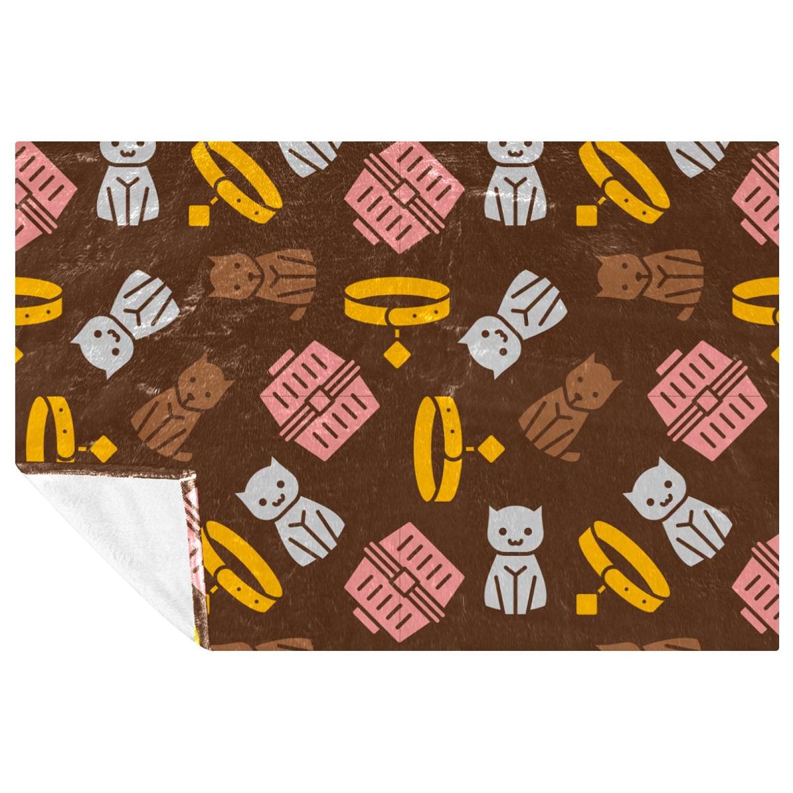 Couverture douce motif chat et chien 150x100 cm pour lit et canapé