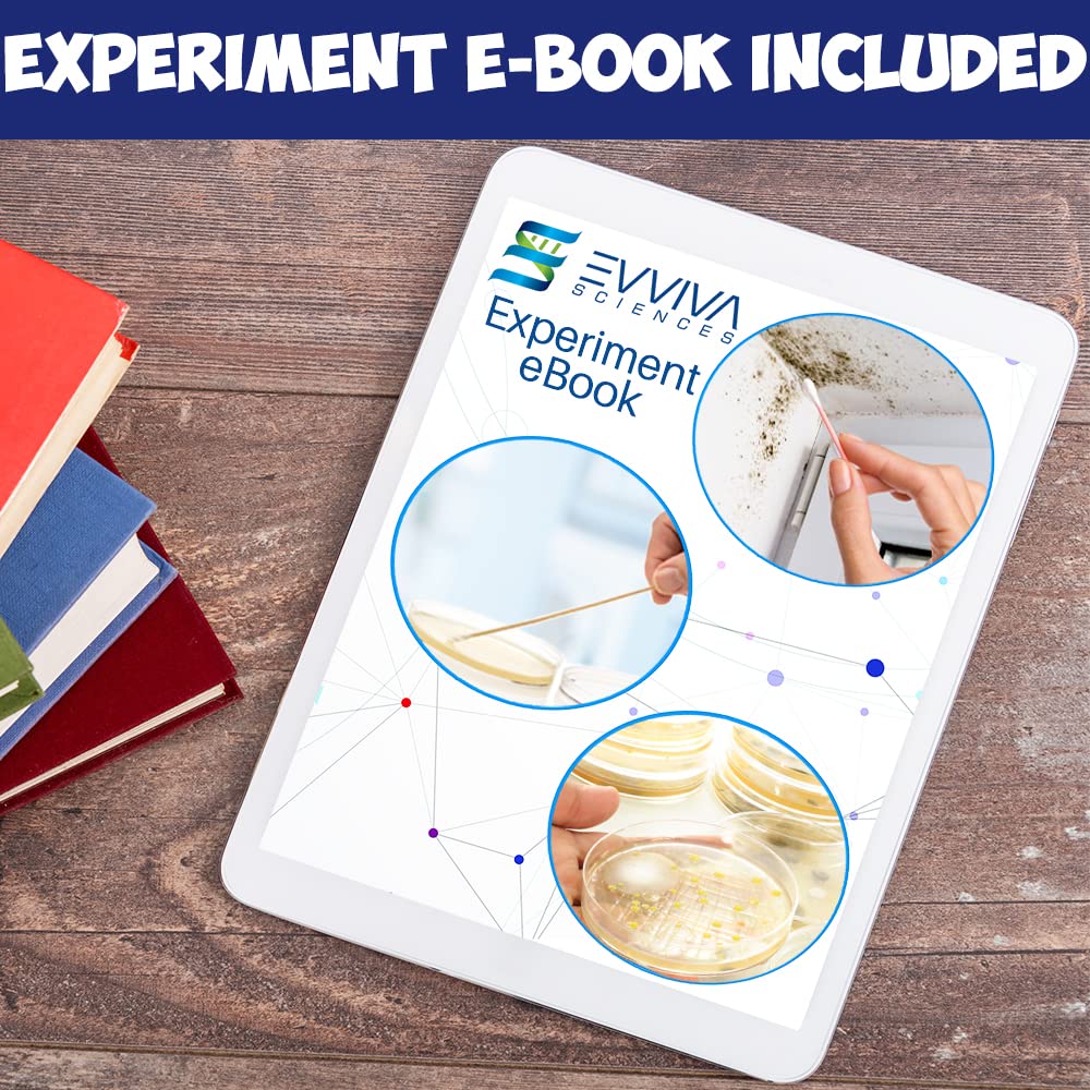 Nutrient Agar Plates by Evviva Sciences, Prepoured Nutrient Agar Petri Dishes for Science Fair Projects & Microbiology Experiment, Helps Microorganisms Thrive - Swabs Not Included