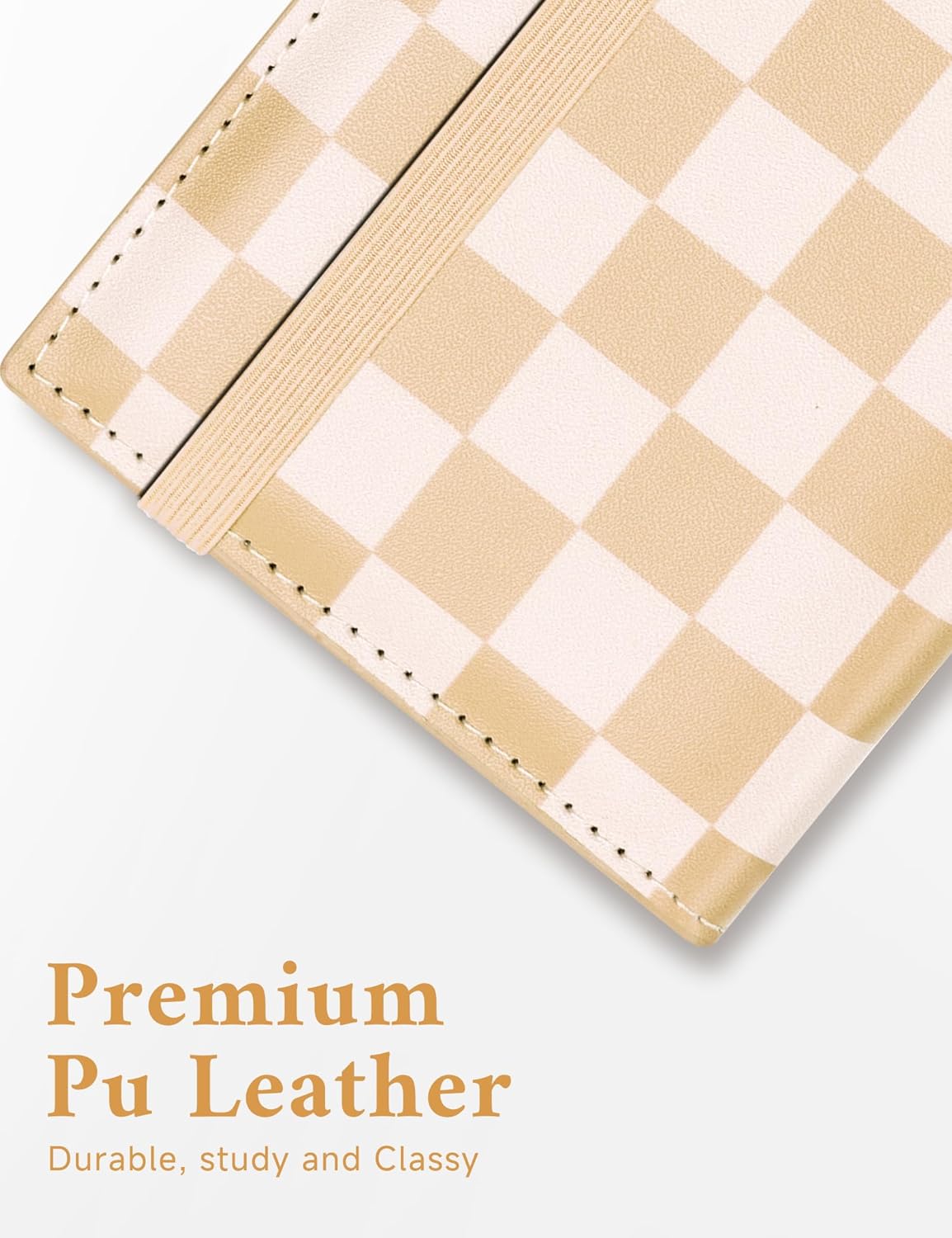 Zreal Checkbook Cover for Women & Men, Premium PU Leather RFID Blocking Check Book Cover for Duplicate Checks (Beige Checkered)