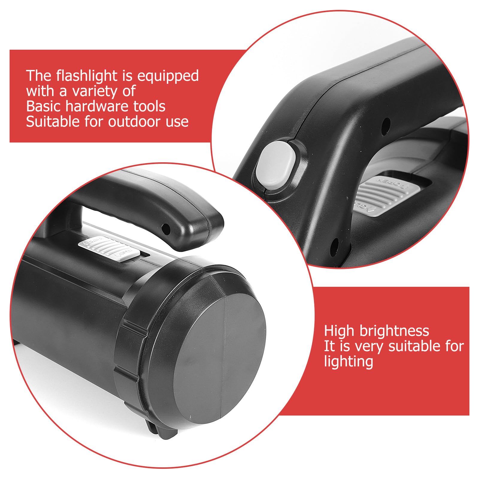 Healeved Lampe Torche Fonctionnelle Portable avec Outils en Acier Carbone et Abs, Haute Luminosité, Kit Complet pour Camping et Activités Extérieures en Famille