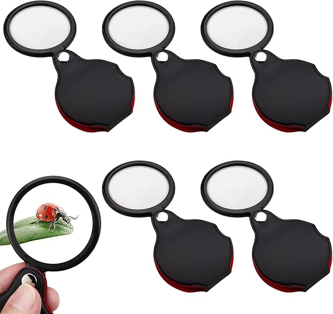 2 Loupes De Poche 20x Avec étui Rotatif - Grossissement Puissant Pour Lecture, Travaux Minutieux, Bijouterie - Compactes Et Protectrices