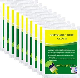 Sponsored Ad - 10 Packs of Plastic Drop Cloth, for Painters Plastic Drop Cloth, Plastic Floor Covering， Out of Travel Wate...