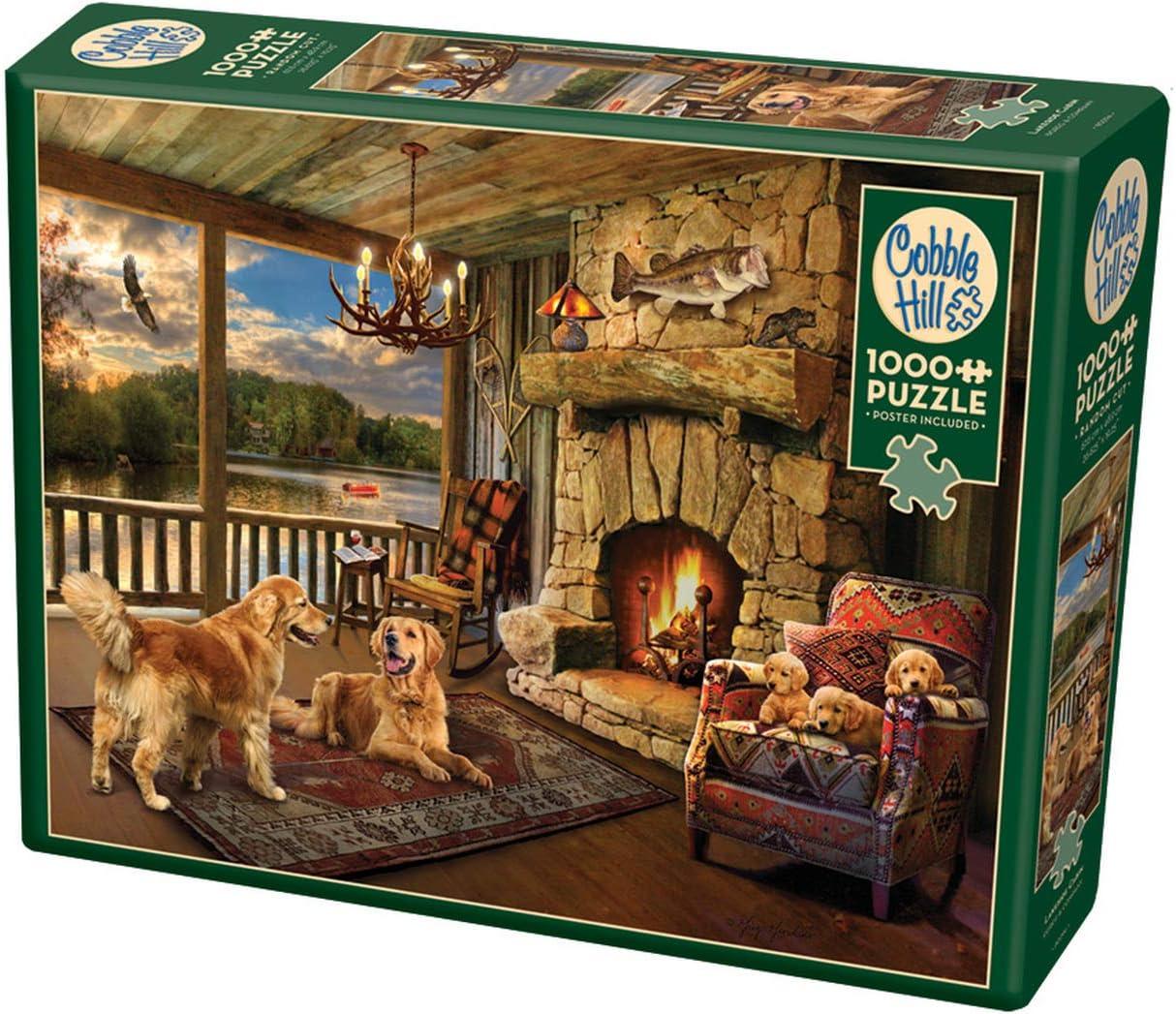 Cobble Hill 1000 Piece Puzzle - Lakeside Cabin - Sample Poster Included