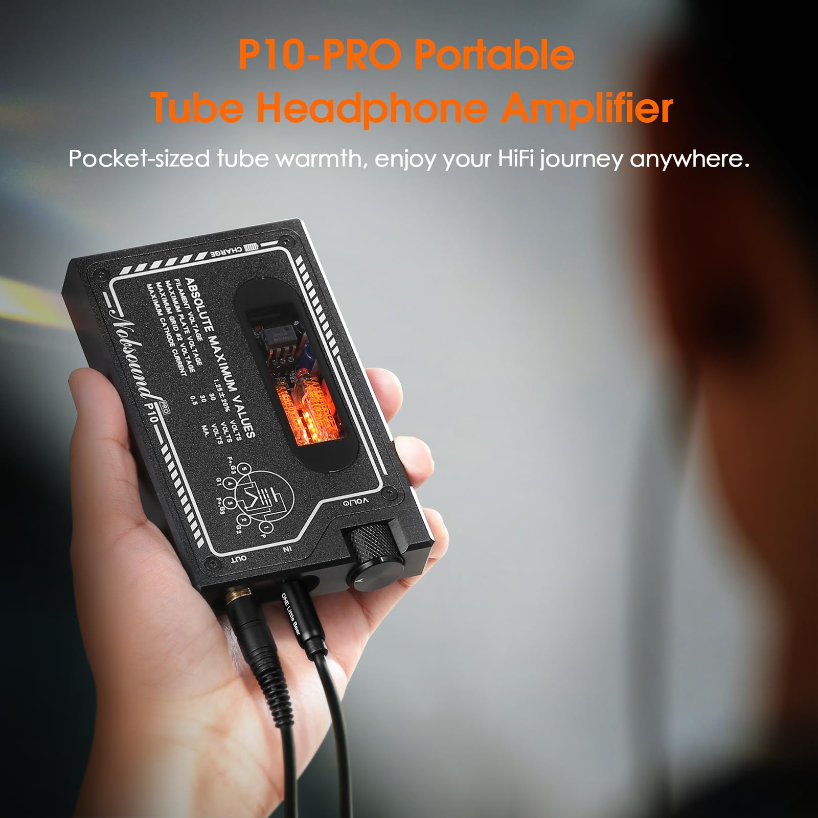 Nobsound Amplificatore per cuffie tubi: mini amplificatore portatile HiFi con tubi JAN6418, alimentato a batteria e ricarica USB-C per audiofili