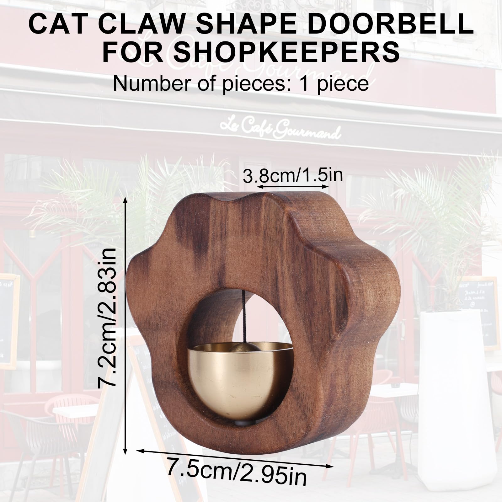 Shopkeepers Bell For Door Opening Walnut Wooden Doorbell Agnetic Cat Paw Chies Pure Copper