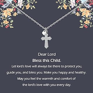 First Baptism Gift Girl, Sterling Silver Cross Heart Necklace for Women, First Communion Gifts, Christian Baptism, LDS Gift, Confirmation Gifts for Teenage Girl, Easter Gifts for Goddaughter