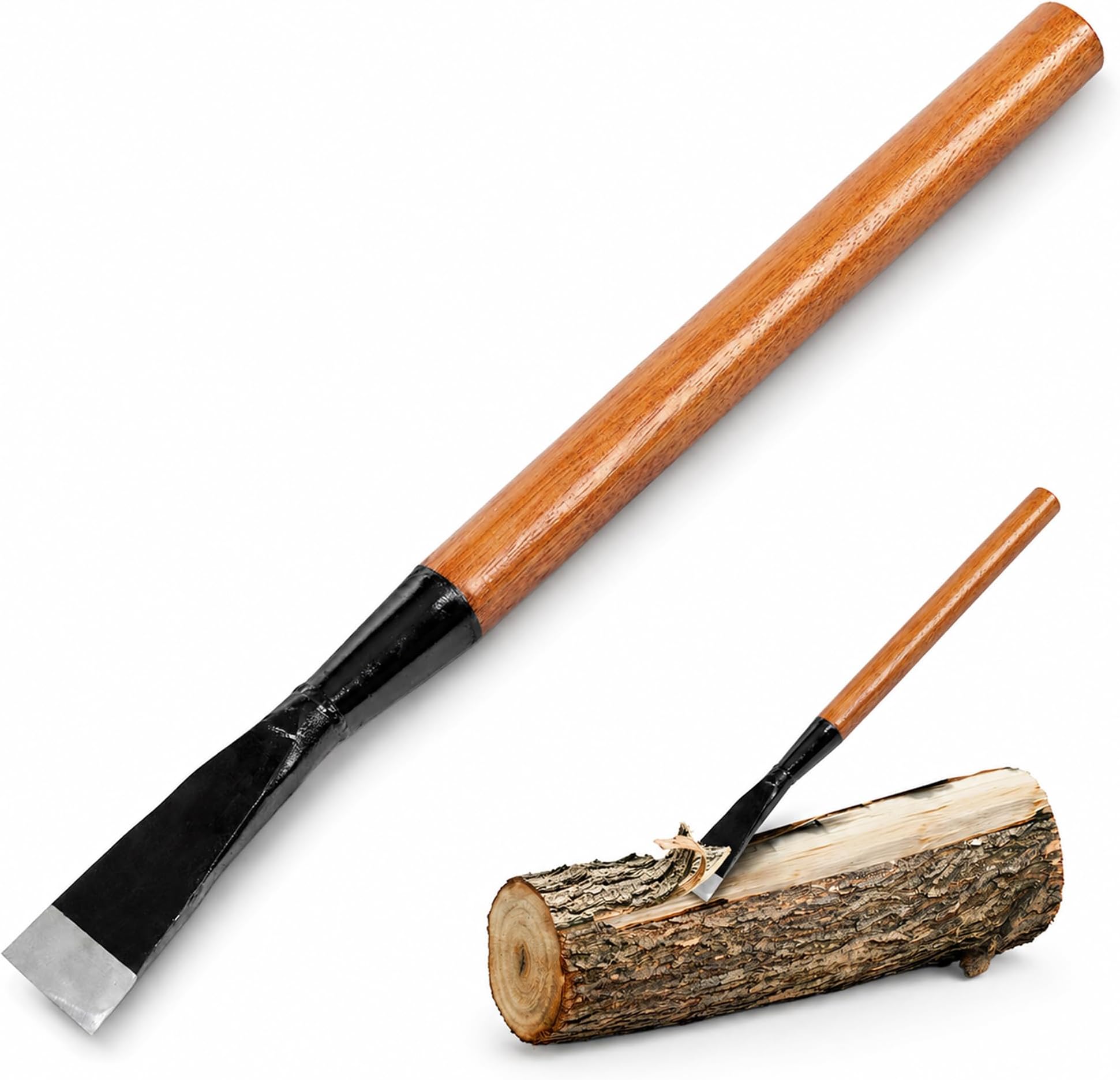 Timber Tuff 24-Inch Steel Bark Spud Manual Log Debarking Tool with Beveled Blade and Comfortable Wooden Handle for Wood and Logging, TMW-08, Natural