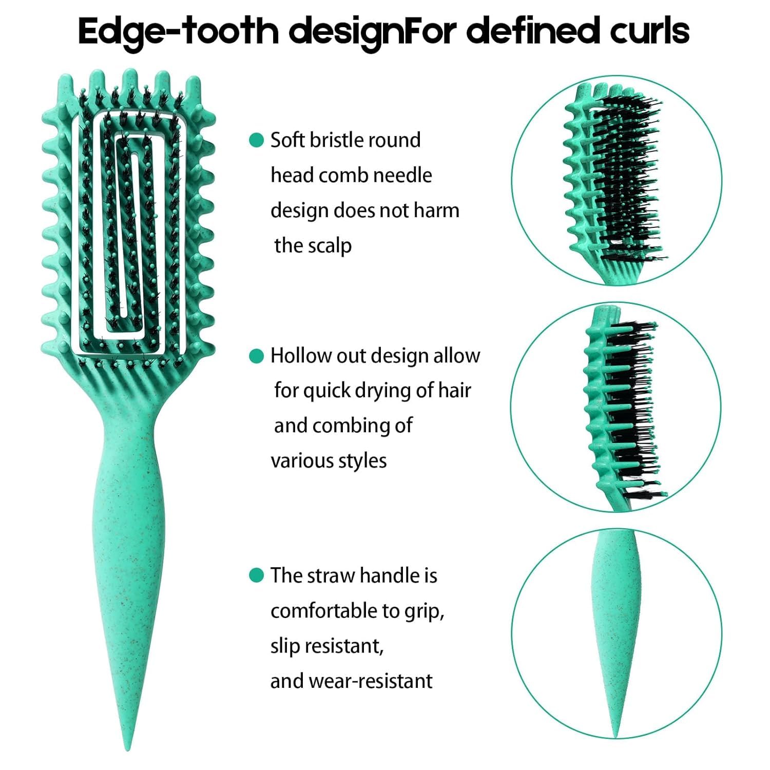 Curly Hair Brush Candybrush Curl Defining Brush for Detangling Shaping and Defining Curls for Women Men, Wet & Dry Hair (Green) - Image 2