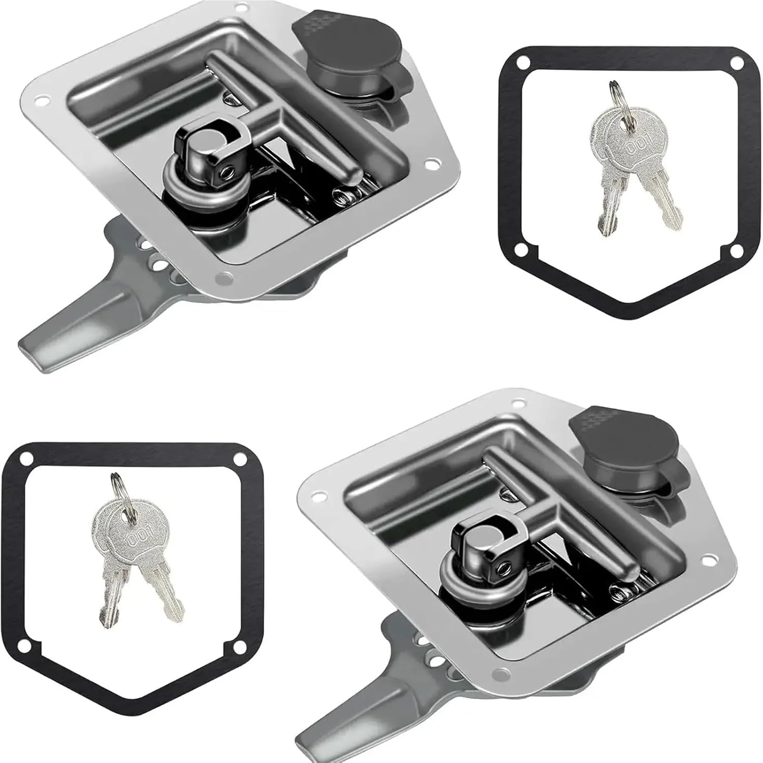 Tool Box Latch 3 Pack Truck Bed Toolbox T-Handle Latches With 304 Stainless Steel Latch & Gasket 4 Keys - Heavy Duty Security Lock For RV