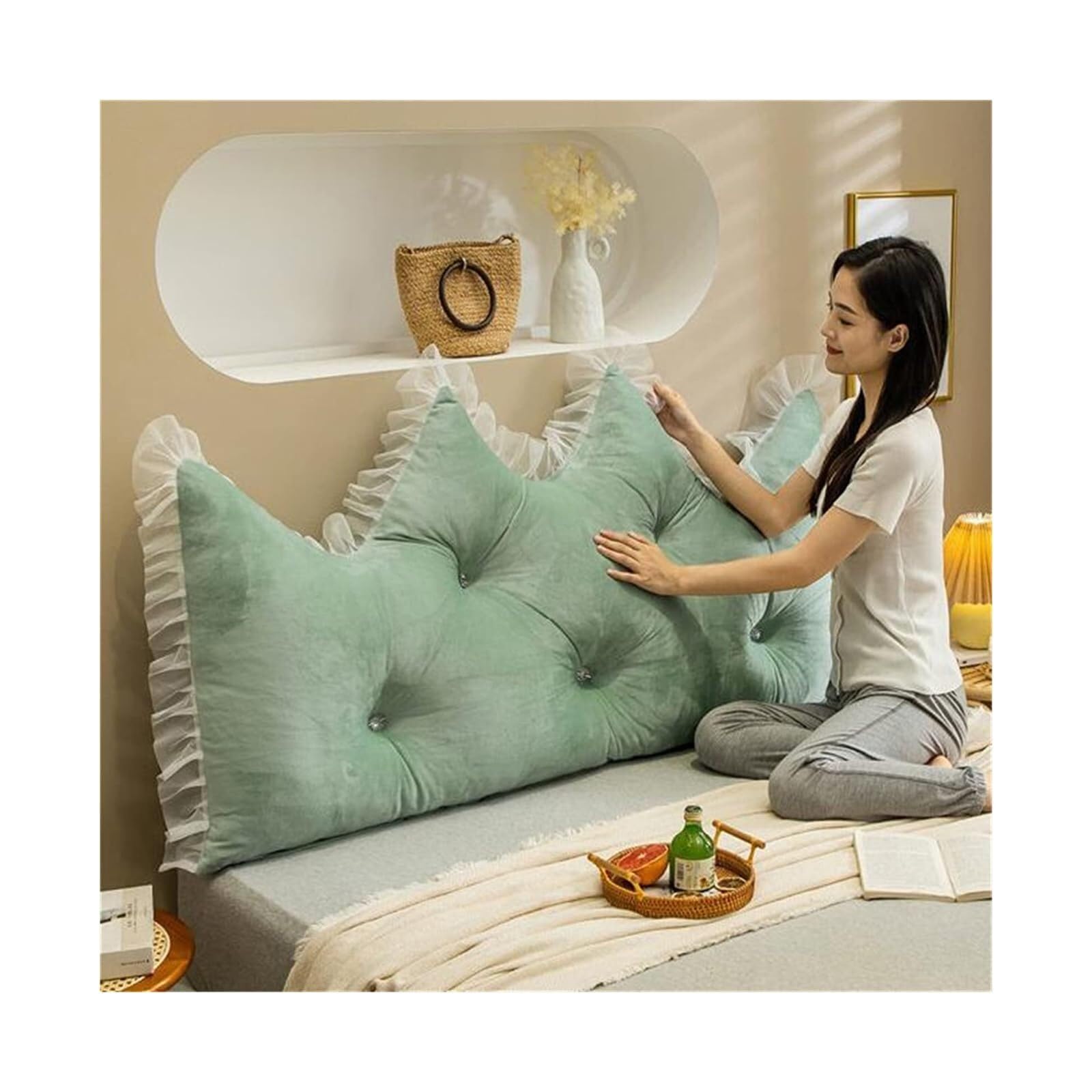 Oreiller tête de lit amovible lavable grand lit King