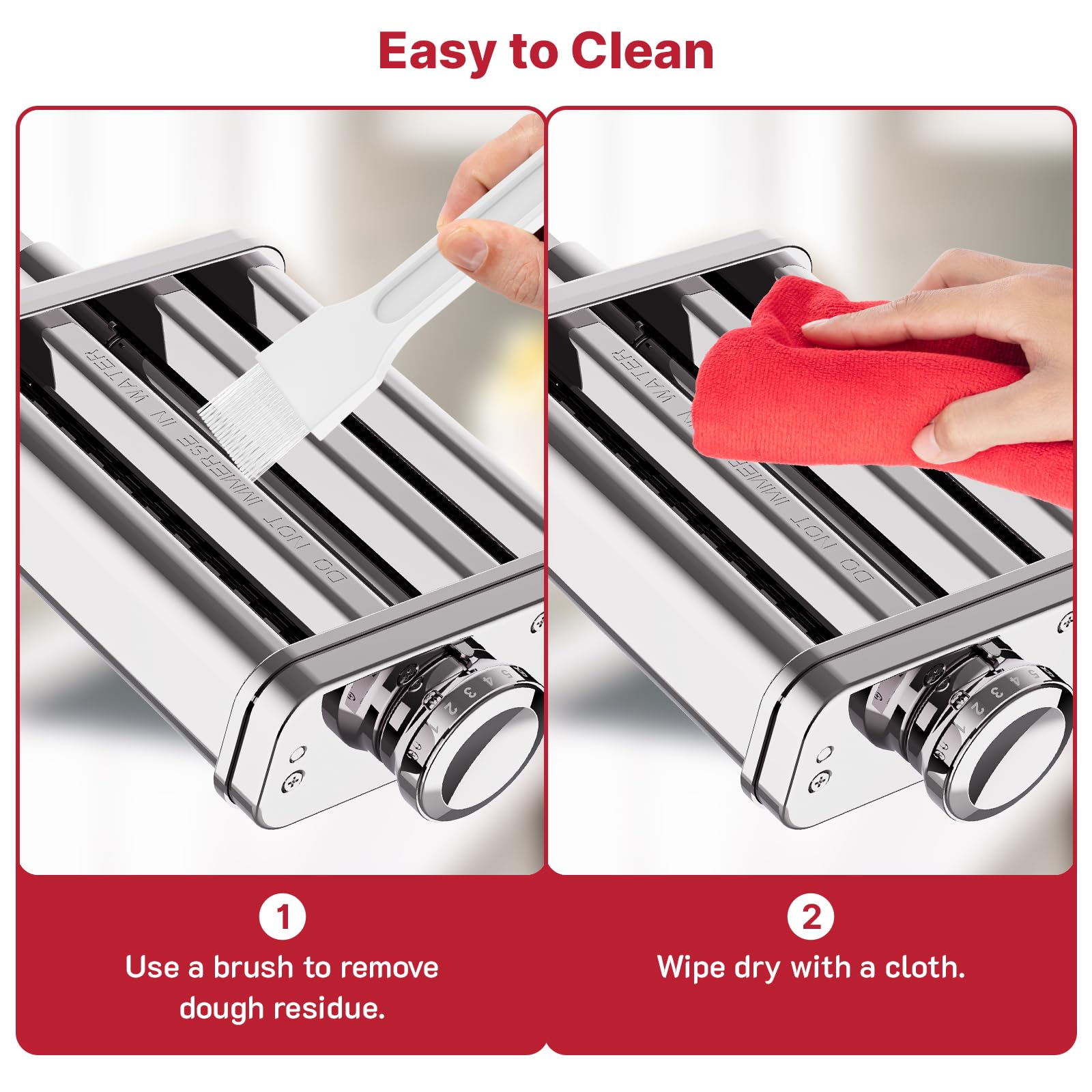 COFUN Accesorio para Pasta para KitchenAid - Accesorio para Pasta 3 en 1 de Acero Inoxidable Que Incluye Cortador de Fettuccine, Cortador de Espaguetis y Rodillo para Pasta, con Placa guía