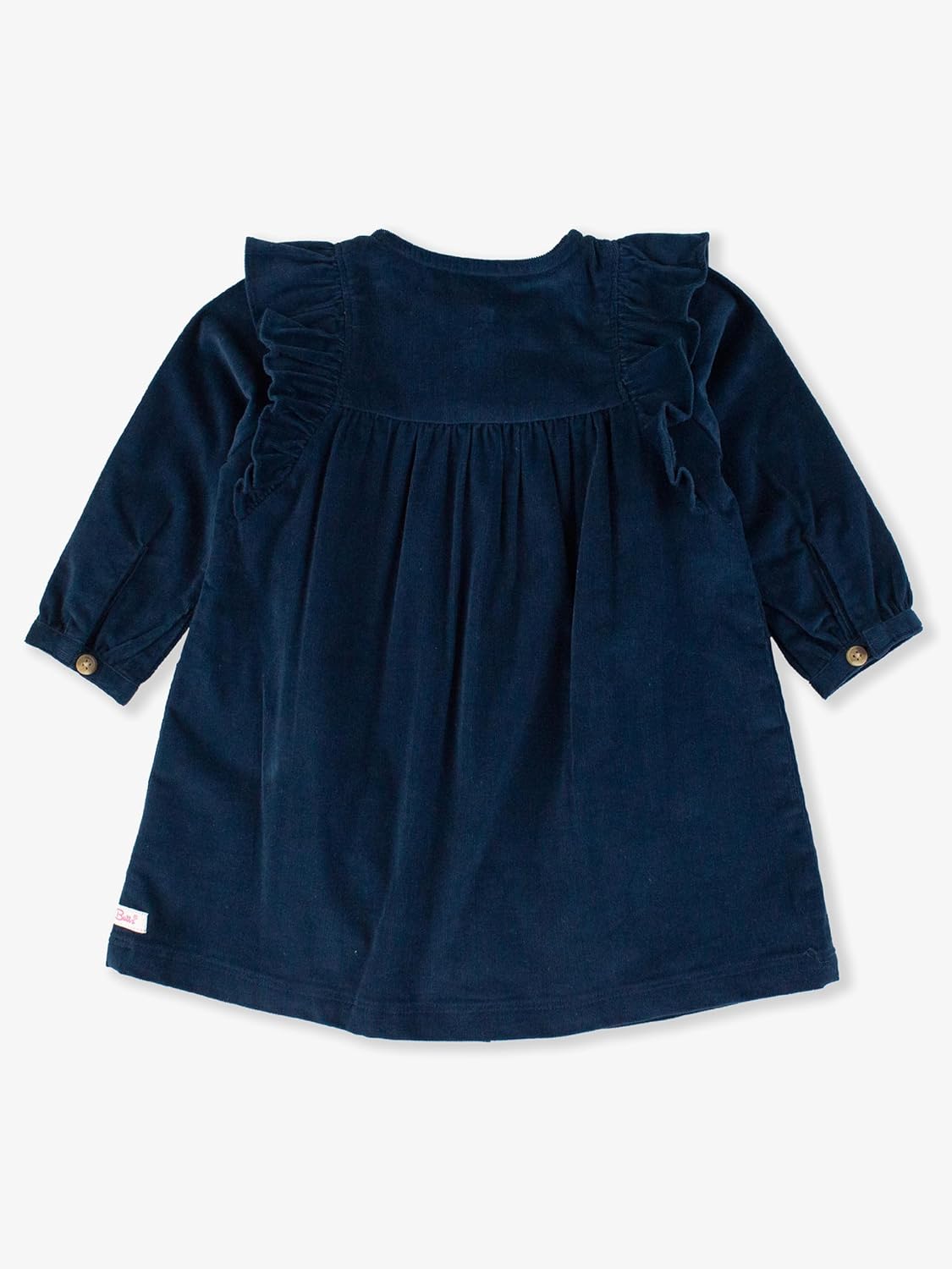 RuffleButts Dark Navy Stretch Corduroy Ruffle Detail Dress - 3T - Image 2
