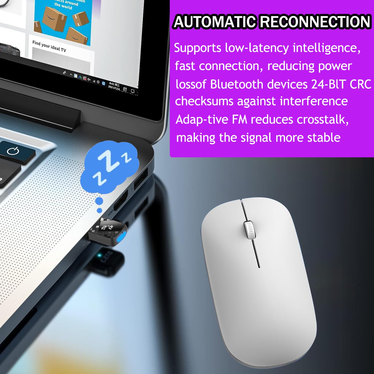 Adattatore Bluetooth 5.4 USB Per PC - Dongle Per Cuffie, Mouse, Tastiera - Windows 11/10/8.1/7