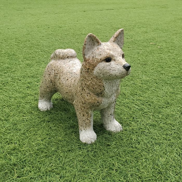 Amazon.co.jp: 犬の石彫刻品です♪【柴犬】 石の置物 犬の